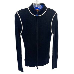 No Name 02 Black Ribbed Cashmere‎ Sweater Full Zip Luxury Minimalist Size Medium
